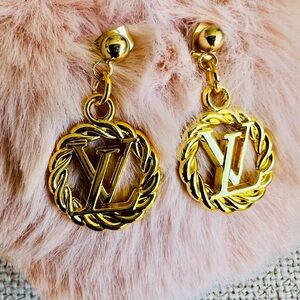 Upcycled LV Gold Logo Earrings